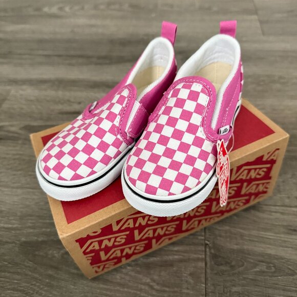 NIB Vans Checker Board Pink Slip On V Skate Shoe Baby Girl Size 7.5 - Picture 1 of 7